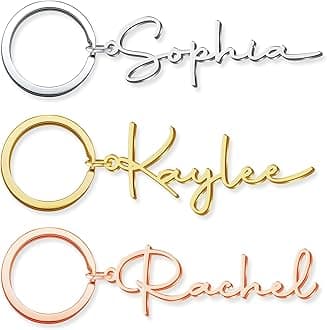 Custom Keychain with Name,Personalized 18K Gold Plated Cute Key Chain Wedding Birthday Christmas Gifts for Women
