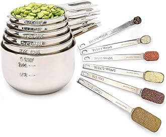 Simply Gourmet Measuring Cups and Spoons - Set of 12pc, Heavy-Duty, Stainless-Steel Measuring Spoons and Measuring Cups for Baking & Cooking - Dishwasher-Safe Kitchen Accessories