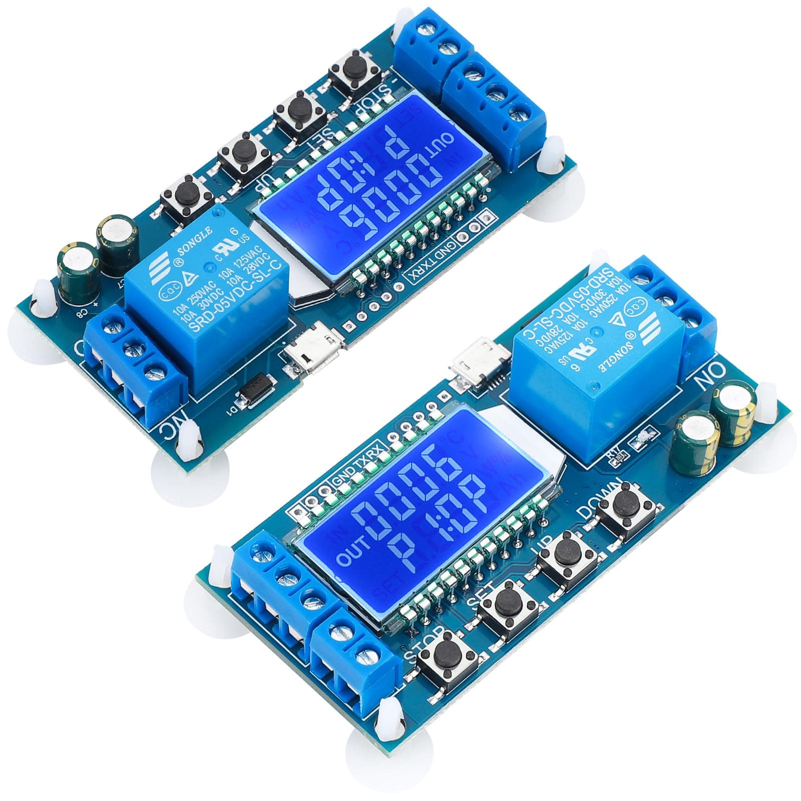 DROK Timer Relay 2pcs, DC 6V-30V LCD Display Time Delay Relay Cycle Timer 0.01s-9999mins with Input 5V Micro USB Port