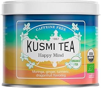 Happy Mind - Organic Herbal Tea with Dragon Fruit, Turmeric, Apple, Chili Pepper, Moringa, Lemon & Ginger - Caffeine Free - Loose Leaf Tea - Tin Box of 3.5 oz - Quantity for about 50 cups