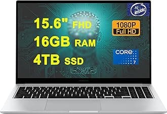 SAMSUNG Galaxy Book 4 Business Copilot AI PC Laptop 15.6" FHD Anti-Glare Intel 10-core Core 7 150U (Beats i7-1335U) 16GB RAM 4TB SSD Backlit Fingerprint USB-C Long-Lasting Battery Win11 Silver