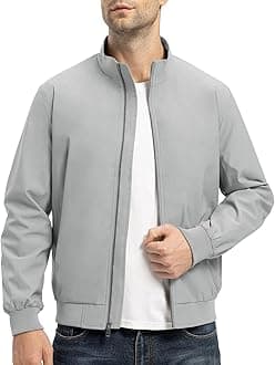 TBMPOY Men's Bomber Jackets Windproof Lightweight Track Jacket Windbreaker Golf Causal Outdoor Sportswear Coat