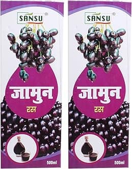 SANSU 100% Organic Jamun Juice || Jamun Ka Ras || Help Maintain Blood Pressure | - 500 ml (Pack of 2)