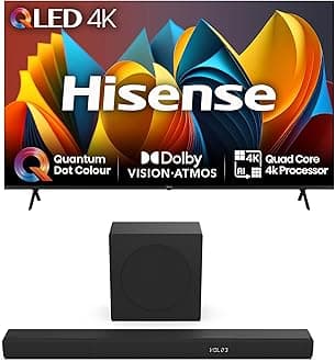 Hisense TV & Soundbar Bundle: 85E7NQTUK TV with Quantum Dot Colour, Dolby Vision Plus the HS3100 Soundbar with 480W Power, Direct Surging Sound, The Perfect Match for the ultimate Audio-Visual Experi