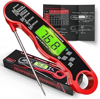 Meat Thermometer Digital - Instant Read Waterproof Food Thermometer with Backlight for Cooking, Grill, Candy, Kitchen & Stocking Stuffers for Men - Red
