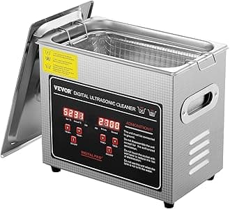 VEVOR Ultrasonic Cleaning Machine with Digital Timer & Heater, Professional Jewelry Cleaner, Stainless Steel Heated Cleaning Machine for Glasses Watch Rings Small Parts Circuit Board (3L)