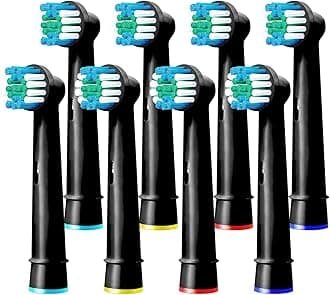 Oral B Compatible Toothbrush Head, Yanaboo Replacement Brush Heads for Most Braun Oral B Electric Toothbrushes of Vitality Pro Smart Genius Series, Precision Clean and Plaque Removal (8 Pack in Black)