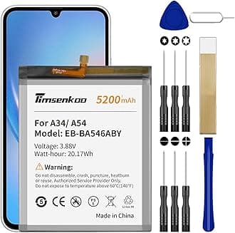 Upgraded 5200mAh EB-BA546ABY Replacement Battery Compatible with Samsung Galaxy A34 5G SM-A346/ A54 5G SM-A546 with Repair Tool Kits