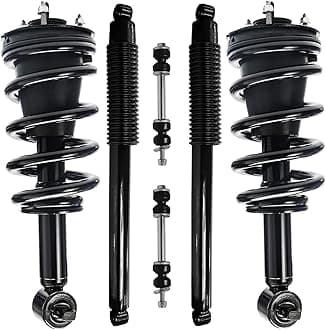 Detroit Axle - 4WD Front 6pc Struts Kit for 14-18 Chevy Silverado GMC Sierra 1500, Struts w/Coil Spring Sway Bars Rear Shock Absorbers 2014 2015 2016 2017 2018 Replacement Suspension