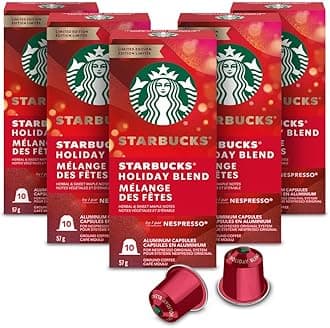 Starbucks by Nespresso, Holiday Blend Espresso (50 Count Single Serve Capsules, Compatible with Nespresso Original Line System)