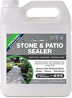 Natural Stone Sealer (Clear Natural Finish) Commercial Grade Outdoor Indoor Waterproof Grout Sealer Protects Pavers Pools Patios Decorative Landscape Stones (1 Quart) H2100S