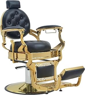 Vintage Barber Chair for Barbershop, Heavy Duty Hair Salon Chair with Headrest, Reclining Barber Chair for Hair Stylist, Beauty Tattoo Massage Salon and Spa Equipment