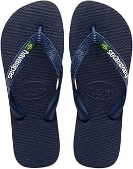 Havaianas - Brasil Logo, Iconic, Comfortable and Durable Flip-Flops, Straps with Brazilian Flag and Non-Slip Sole with Colourful Stripes, Adults Unisex, Navy Blue, 4.5/5