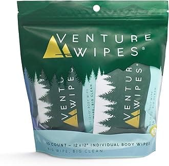 Tea Tree Oil Body Wipes - Adventure Wipes for Adults - Biodegradable Cleansing With Aloe and Vitamin E - Camping Essentials - Individually Wrapped - 10 Count Bag