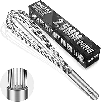 WalfosWhisk,14in Large Whisks, Heavy Duty Stainless Steel Wire Whisk Suitable For Beating Eggs,Mixing Batter & Blending Sauces.
