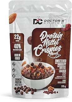 DC DOCTORS CHOICE High Protein Multigrain Muesli - 22 G Protein,No Maida,No Palm Oil,Jaggery Sweetened Fiber-Rich,Preservative-Free,Healthy Crunchy Treat(375 G,Dark Choco Berry Muesli)