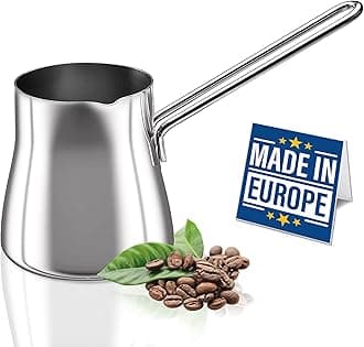 Turkish Coffee Pot 18/10 Stainless Steel, Stove Top Tea Maker, Milk Warmer, Greek Arabic Coffee Cezve Briki, 23 2/3 oz (700 ml) (Silver, Large)