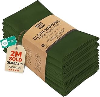 Utopia Kitchen Olive Cloth Napkins [12 Pack, 18x18 Inch] Cotton Blend Washable and Reusable Table Dinner Napkins for Hotel, Lunch, Restaurant, Weddings, Event and Parties