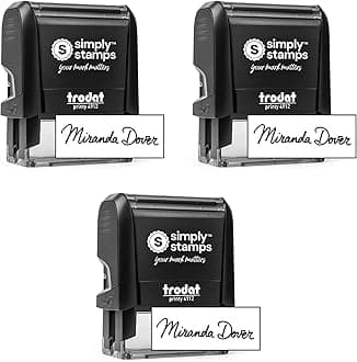 Custom Signature Stamp - Personalized Insignia - Self-Inking - Your Choice of 7 Ink Colors! (3, Medium)