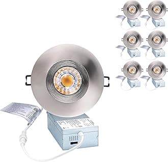 - Premium Canless Recessed Gimbal Downlight Rotatable-Spotlight 5 CCT Eyeball Ceilling Potlight, Dimmable Lights Fixture with Junction Box, 8W CCT Adjustable (Brushed Nickel, 4 Inch)