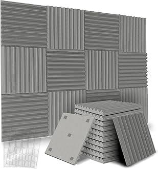 12 Pack Acoustic Panels, 12"X 12"X1" Sound Proof Foam Panels, High Density Soundproofing Wall Panels for Home Studio, Acoustic Foam Wedges Absorbing Noise (Gray)