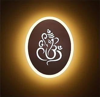 Ganpati LED Wall Light - Rose Gold & Frosted Acrylic | 23cm | Warm White | Ideal for Temple, Living Room, Bedroom, Pooja Room, Mandir, Shops, Hotel (Oval - Ganesh - Rose Gold - P1)
