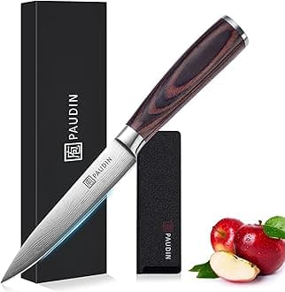 Professional Chef Paring Knife - 13 cm Ultra-sharp High-carbon Stainless Steel Blade, Ergonomic Wooden Handle for Fruits & Vegetables - Ideal for UAE Home Kitchens & Gifting (Elegant Gift Box)