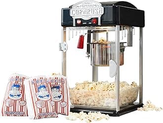 Popcorn Popper Machine-4 OZ Vintage Professional Popcorn Maker Theater Style with Nonstick Kettle Warming Light and Serving Scoop. (Black)