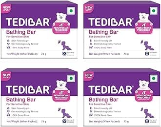 Moisturising Baby Bathing Bar with Skin Friendly PH|100% Soap Free|Prevents Dryness & Rashes|Dermatologically Tested 75gm x Pack of 4