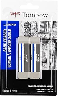 Tombow Colored Pencil Eraser, Silica Grit 9 cm X 6.6 cm X 1.7 cm, 2-Pack, White