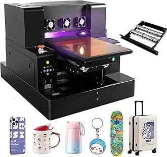 UV Printe,A3 L805 UV Flatbed Printer Machine, Higher Resolution 2880 x1440dpi, DTF Printer Machine with Bottle Holder for Phone Case Glass Cups Stickers