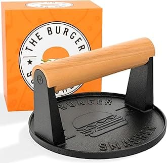 The Burger Smasher™ Pre Seasoned Heavy Duty Cast Iron Burger Press - Smash Burger Press Kit, Grill Press for Smash Burgers,Cooking Weight Press, Food Press, Meat Smasher