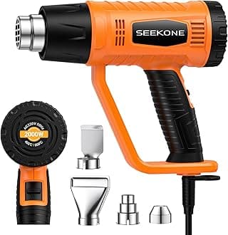 Heat Gun, SEEKONE 2000W Professional Heavy Duty Hot Air Gun Kit 400℃ & 600℃ Dual-Temperature Settings with Flame Retardant Protective Cover, 4 Nozzles for Crafts, Shrinking PVC, Stripping Paint