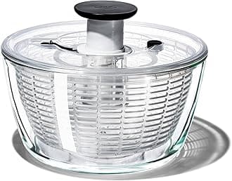 OXO Good Grips Glass Salad Spinner - Large 6.22-Qt Lettuce & Fruit Washer, Borosilicate Glass Bowl, BPA-Free, Easy Pump