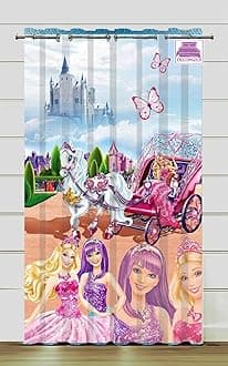 DECOMIZER Barbiee Kingdom Printed Kids Curtains for Kids Room, Nursery, Bedroom Playroom (1 Panel, 4x5 Feet) Cute Curtain for Kids Room, Kids Curtain, Printed Curtain, Window Curtain