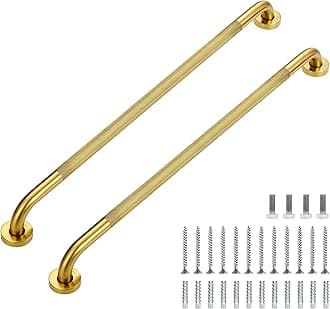 Grab Bars for Shower, 2 Pack 32-Inch Anti Slip Shower Handles for Elderly, Safety Shower Grab Bar, Stainless Steel Handicap Grab Bars for Bathroom,Toilet (Gold, 1" Diameter)