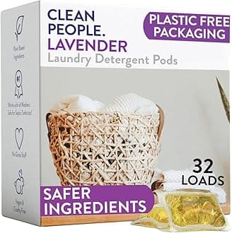 The Clean People Laundry Detergent Pods - Hypoallergenic Laundry Pods - Ultra Concentrated, Recyclable Packaging, Stain Fighting - Lavender, 32 Pack