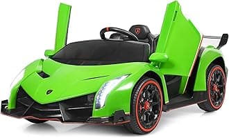 – 12V Electric Ride on Car, 2-Seater Licensed Lamborghini Racing Cars with Remote Control, Swing Mode, LED Lights, Horn, USB/MP3/TF, 4 Suspension Wheels Vehicle for Kids (Green)