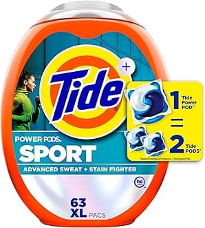 Tide Power PODS Laundry Detergent Soap Pacs with Febreze Sport, 63 Count, Laundry Pods with Febreze Freshness and Sport Odor Defense