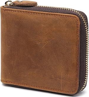 Zipper Wallet Men RFID Blocking Leather Bifold Credit Card Wallets (FBA)