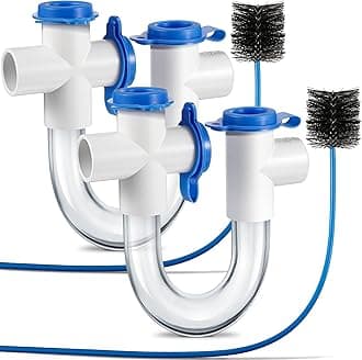 3/4 Inch Standard Condensate Trap with Cleaning Brush, PVC U Trap for HVAC Systems, Air Conditioner, Effectively Drains Condensate(2 Pack)