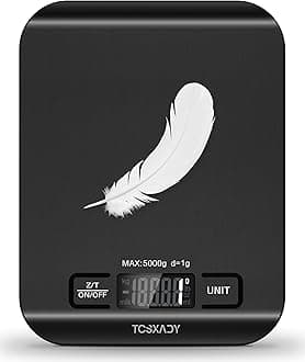 Food Scale, 11lb Kitchen Scale with 6 Units LCD Display and Tare Function, 0.05oz/1g Digital Kitchen Scale Compact Design for Baking, Healthy Cooking, Meal Prep, 304 Stainless Steel Black