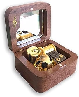 BinkeGG Play (Speak Softly Love) Walnut Wind up Wooden Music Box with Sankyo Musical Movement (65 Tunes Option)