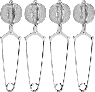 Tea Strainers for Loose Tea, 4 Pack Tea Infuser with Handle Fine Mesh Tea Ball Filter Tea Diffusers Steeper for Loose Leaf Tea, Spices, Seasonings