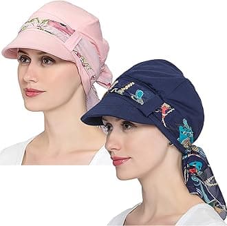 JarseHera Chemo Hats for Women Bamboo Cotton Lined Newsboy Caps with Scarf Double Loop Headwear for Cancer Hair Loss