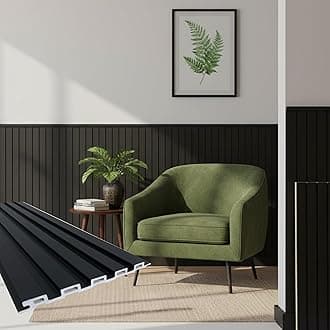 Black Wall Panels for Interior Wall Décor Wainscoting Panels 48x6.2x0.4in 16pack Modern WPC Wall Panel Slat Wall Paneling for Livingroom Bedroom Bathroom, Office 32 sq.ft (Low Grille Black-48in)