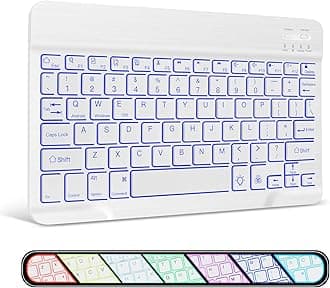 Ultra-Slim Wireless Bluetooth Keyboard - 7 Colors Backlit Universal Rechargeable Keyboard Compatible with iPad Pro/iPad Air/iPad 9.7/iPad 10.2/iPad mini and Other iOS Android Windows Devices