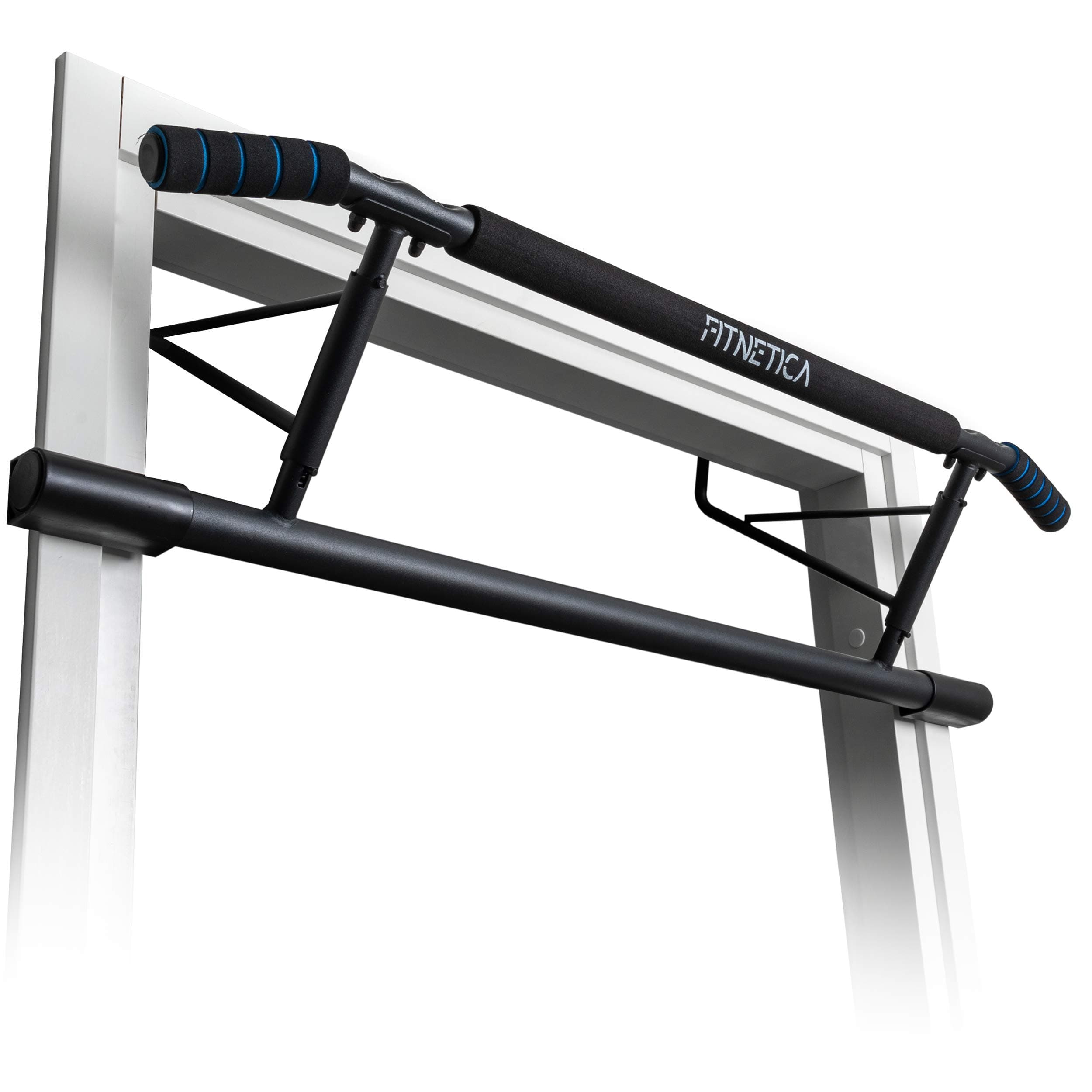 Pull Up Bar for Doorway - Ergonomic Angled Grip - Maximum Stability Chin Up Bar - Door Frame Protection - Folding Storage Design - No Assembly Required - Home Gym Workout Equipment