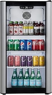 PremiumLevella PRF36DX Glass Door Display Refrigerator 3.1 cu ft Commercial Beverage Cooler Merchandiser - Silver