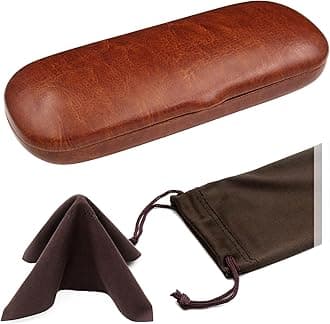 MyEyeglassCase Men Small Glasses case - Eyeglasses Hard Shell Holder Pouch & Cloth-Reading Slim & Narrow Case Heavy Duty